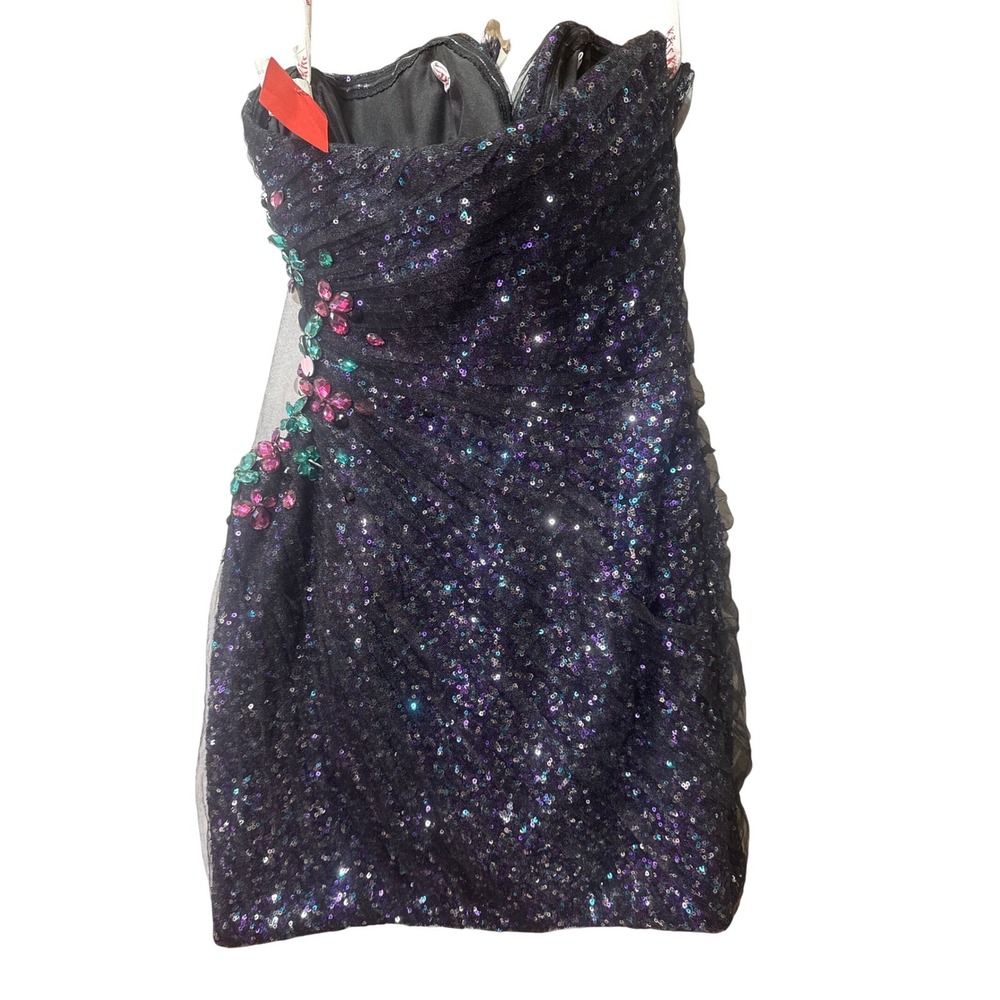 Kiss Kiss Sequin Vintage Homecoming/Prom Dress Gem Detail & Mesh Opening Sz 6 - Picture 5 of 8